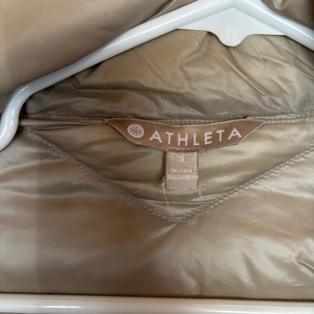 Athleta Women's Goose Down Beige Puffer Jacket - Picture 5 of 9